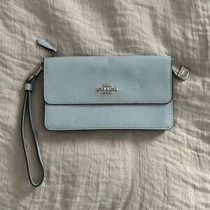 Light Blue Coach Wristlet